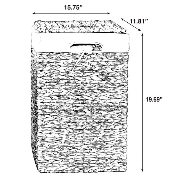 Vintiquewise 15.75-in X 11.75-in X 19.75-in Water Hyacinth Laundry Basket 4 Vintiquewise 15.75-in X 11.75-in X 19.75-in Water Hyacinth Laundry Basket - Image 3