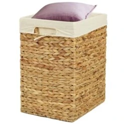Allied Brass Sales Store 24 Vintiquewise 13.75-in X 10.25-in X 17.25-in Water Hyacinth Laundry Basket