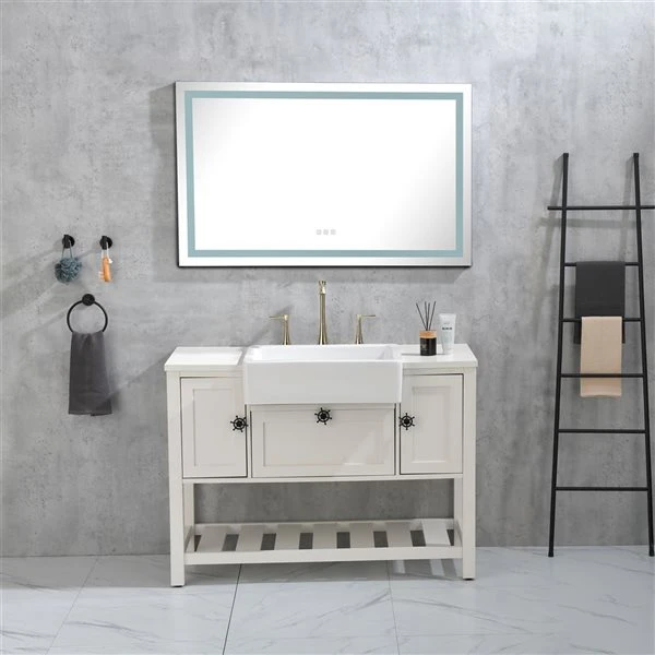 WELLFOR 48-in X 36-in Wall Mounted Frameless Anti-Fog Dimmable LED Bathroom Mirror 6 WELLFOR 48-in X 36-in Wall Mounted Frameless Anti-Fog Dimmable LED Bathroom Mirror - Image 4