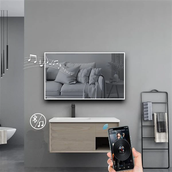 KINWELL 48 X 28-in Framed Rectangular LED Light Bathroom Vanity Mirror 6 KINWELL 48 X 28-in Framed Rectangular LED Light Bathroom Vanity Mirror - Image 4