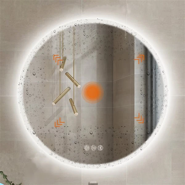 KINWELL 32 X 32-in Frameless Round LED Light Bathroom Vanity Mirror 4 KINWELL 32 X 32-in Frameless Round LED Light Bathroom Vanity Mirror - Image 2