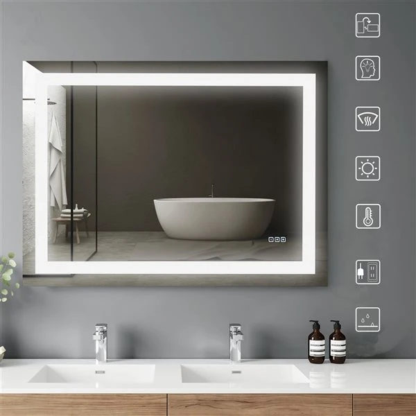 KINWELL 48 X 36-in Frameless Rectangular LED Light Bathroom Vanity Mirror 6 KINWELL 48 X 36-in Frameless Rectangular LED Light Bathroom Vanity Mirror - Image 4