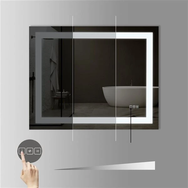 KINWELL 40 X 32-in Frameless Rectangular LED Light Bathroom Vanity Mirror 5 KINWELL 40 X 32-in Frameless Rectangular LED Light Bathroom Vanity Mirror - Image 3