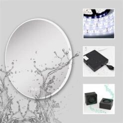 KINWELL 24 X 24-in Frameless Round LED Light Bathroom Vanity Mirror