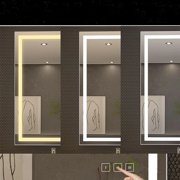 KINWELL 36 X 24-in Rectangular Frameless LED Light Wall Mount Bathroom Mirror 6 KINWELL 36 X 24-in Rectangular Frameless LED Light Wall Mount Bathroom Mirror - Image 4