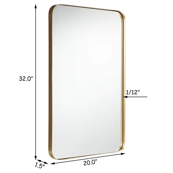 Costway 32 X 20-in Gold Rectangular Bathroom Mirror 4 Costway 32 X 20-in Gold Rectangular Bathroom Mirror - Image 2