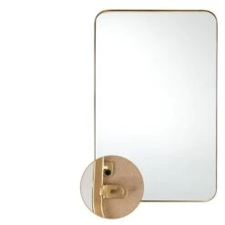 Costway 32 X 20-in Gold Rectangular Bathroom Mirror