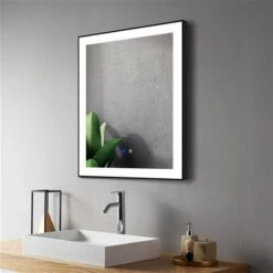 Sera Mary 24 X 30-in LED Fog Free Black Rectangular Bathroom Mirror -Allied Brass Sales Store 332014531 AlternateImage2 l