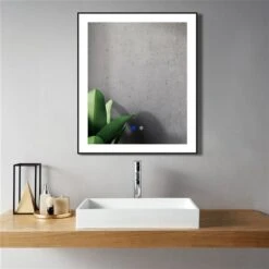 Sera Mary 30 X 35-in LED Fog Free Black Rectangular Bathroom Mirror