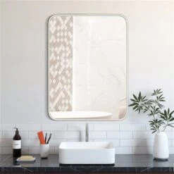 A&E Bath & Shower Modern 30-in White Rectangular Bathroom Mirror -Allied Brass Sales Store 332017149 AlternateImage2 l