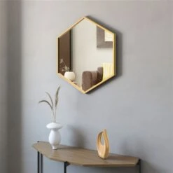 A&E Bath & Shower Modern 28-in Gold Hexagonal Bathroom Mirror 8 A&E Bath & Shower Modern 28-in Gold Hexagonal Bathroom Mirror -Allied Brass Sales Store 332017159 AlternateImage1 l