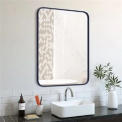 A&E Bath & Shower Modern 30-in Blue Rectangular Bathroom Mirror -Allied Brass Sales Store 332017162 AlternateImage2 l