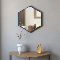 A&E Bath & Shower Modern 28-in Blue Hexagonal Bathroom Mirror -Allied Brass Sales Store 332017165 AlternateImage2 l