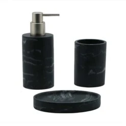 A&E Bath & Shower 3 Pieces Black Marble Plastic Bath Accessory Set -Allied Brass Sales Store 332017184 MainImage 001 l