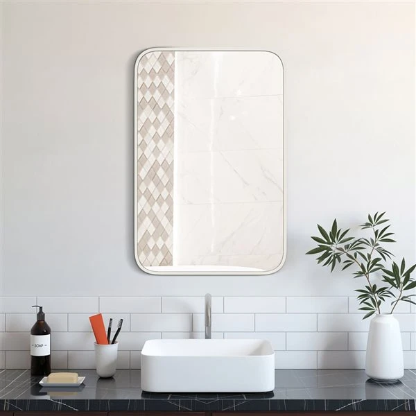 A&E Bath & Shower Modern 24-in White Rectangular Bathroom Mirror 6 A&E Bath & Shower Modern 24-in White Rectangular Bathroom Mirror - Image 4