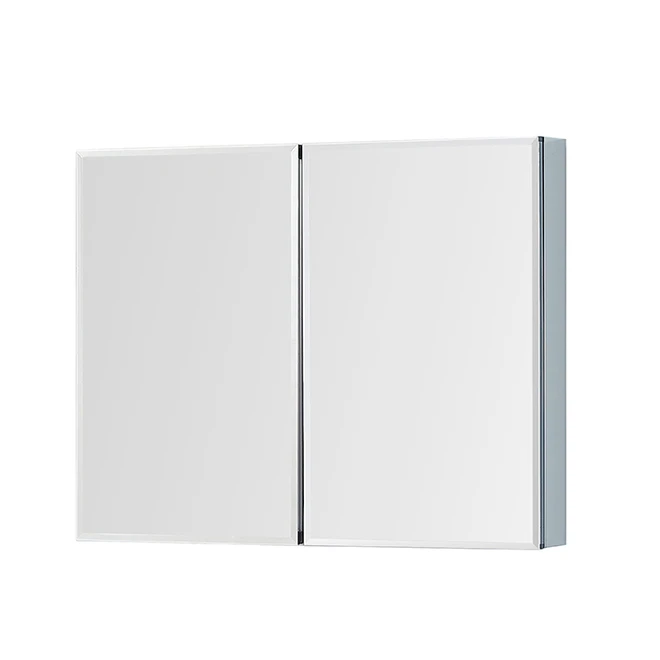 Medicine Cabinet - Mirror Doors - 4 Shelves - Aluminum/Glass 3 Medicine Cabinet - Mirror Doors - 4 Shelves - Aluminum/Glass