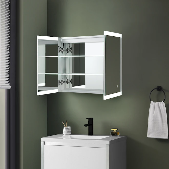 OVE Decors Leo Medicine Cabinet With Mirrored Doors And LED Light - 30-in 7 OVE Decors Leo Medicine Cabinet With Mirrored Doors And LED Light - 30-in - Image 5