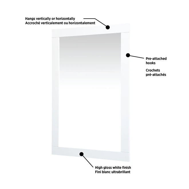 Bathroom Mirror - Carlington - 24" X 35 7/8" - Gloss White 7 Bathroom Mirror - Carlington - 24" X 35 7/8" - Gloss White - Image 5