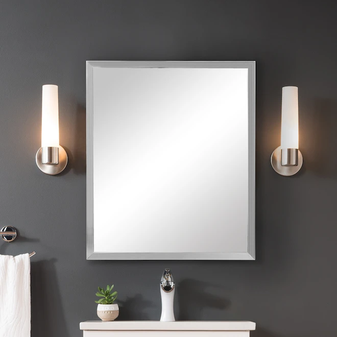 Foremost 24-in Rectangular Mirror With Metal Frame - Aluminum - Silver 3 Foremost 24-in Rectangular Mirror With Metal Frame - Aluminum - Silver