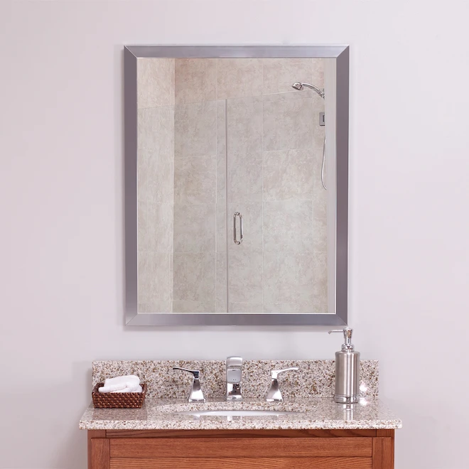 Foremost 30-in Rectangular Mirror With Silver Frame - Aluminum 4 Foremost 30-in Rectangular Mirror With Silver Frame - Aluminum - Image 2